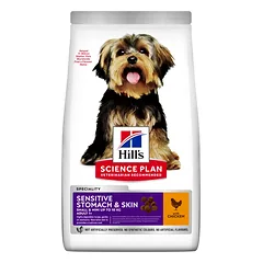 Hills Science Plan Canine Mini Adult Sensitive Stomach & Skin Sausas maistas suaugusiems mažų veislių šunims, esant jautriam virškinimo traktui 1,5 kg.