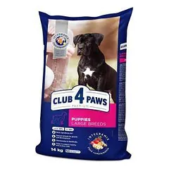 CLUB 4 PAWS Premium Visavertis pašaras didelių veislių šuniukams su vištiena, 14 kg