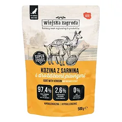 WIEJSKA ZAGRODA Duo drėgnas maistas šunims su ožkiena ir elniena, 500 g