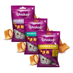 WHISKAS (Sveikas spindesys, Energija ir gyvybingumas, Atsipalaidavimas ir poilsis) 3x45g - skanėstas katėms, su vištiena