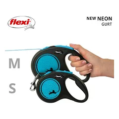 flexi New Neon juostinis pavadėlis, mėlynas, 5 m, Papildomas priedas: Multibox, juoda — 2 nuotrauka