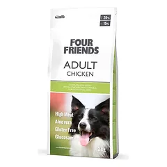 FourFriends adult chicken begrūdis sausas maistas suaugusiems šunims su vištiena, 12 kg