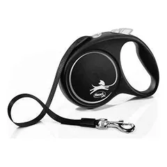 FLEXI Black Design M juostinis pavadėlis šunims, 5 m, juodas