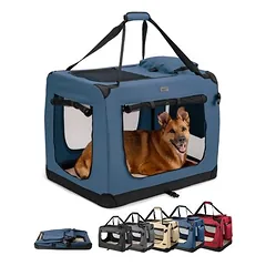 lionto faltbare Hundetransportbox aus robustem Stoff für Auto und Reisen