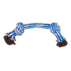 Flamingo Hundespielzeug Joe Seil mit 2 Knoten Baumwolle blau/weiß