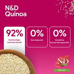 Farmina N&D Quinoa Adult Skin & Coat su silke ir kokosu, sausas maistas katėms, Ekonominė pakuotė: 2 x 5 kg — 2 nuotrauka
