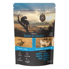 AMBROSIA Cat Adult Sterilized Rabbit & Chicken 85g konservai katėms su triušiena ir vištiena