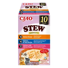 CIAO Stew troškinys katėms su vištiena tunu ir lašiša, 10x40g