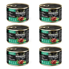 SUPER RAFI Cat su žąsiena ir kalakutienos kepenėlėmis 6x185g drėgnas maistas sterilizuotiems katėms