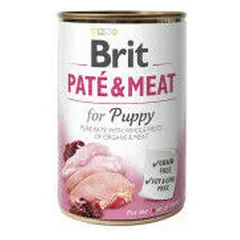BRIT CARE vištienos ir kalakutienos paštetas su mėsa, drėgnas maistas šuniukams 400 g — 4 nuotrauka