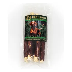 Žaliaminės odos ritinys su ėriena REAL DOG Snacks 25cm 500g