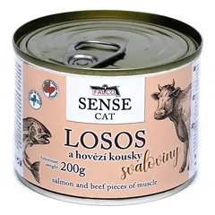 FALCO SENSE cat lašiša ir su jautiena raumenys skardine 200 g