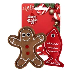 AFP Katzenspielzeug Happy Holidays Lebkuchenmann & Fisch 2er Pack nuotrauka