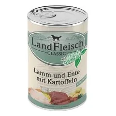 LandFleisch konservuotas pašaras šunims su ėriena, antiena, bulvėmis ir obuoliais, 400 g photo