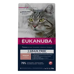 EUKANUBA Grain Free Senior Lašiša 2 kg vyresnėms katėms