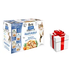 BRIT CARE Cat Fillets in Jelly mix 12x85g + STAIGMENA KATEI