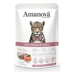 AMANOVA - Amanova begrūdis maistas katėms su lašiša ir kalakutiena 85 g