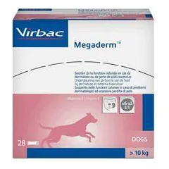 Virbac Megaderm papildas šunims ir katėms virš 10 kg nuo odos problemų, 28 x 8 ml