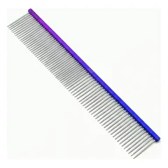 TAURO aliumininės šunų ir kačių šukos, tankių ir retų dantų, 22,5 cm, mėlynos-violetinės, pt-35 — 2 nuotrauka