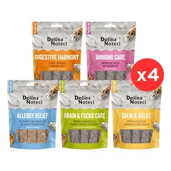 DOLINA NOTECI Smart Chews Mix 5 skonių 20x100g parama streso mažinimui, parama pažinimo funkcijoms, parama virškinimui, parama maisto alergijoms, parama imunitetui, džiovinti skanėstai šunims