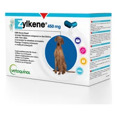 Vetoquinol Zylkene papildas atstatyti kačių ir šunų vidinę pusiausvyrą, stresą patiriantiems, 450 mg, N10