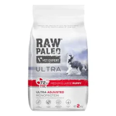 VetExpert Raw Paleo Ultra Puppy Medium & Large sausas pašaras su jautiena šuniukams
