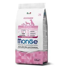 Monge spec. line monoprotein puppy sausas pašaras visų veislių jauniems šuniukams su kiauliena, ryžiais ir bulvėmis 2,5kg parduotuvėje petreon.lt