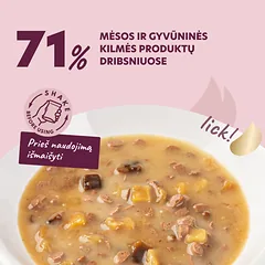 DELICKCIOUS konservuotas pašaras su triušiena ir egzotiniais vaisiais suaugusioms katėms, 80 g — 3 nuotrauka