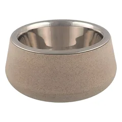 Dog Fantasy EcoStyle – nerūdijančio plieno dubenėlis su stovu, 480 ml / 850 ml (smėlio)