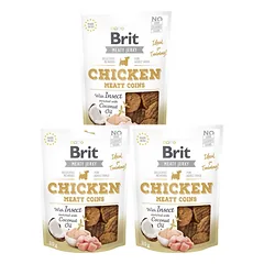 BRIT Jerky Snack Chicken Meaty Coins with Insect 3x80g