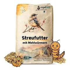 Vogelfood wir sind gut zu Vögeln barstomasis pašaras su miltiniais kirminais, 10 kg biro pašaras su miltiniais kirminais, Vogelfood — 2 nuotrauka