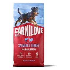 CARNILOVE Active Dog Salmon & Turkey Adult Small Breeds 2 x 12 kg – sausas pašaras su lašiša ir kalakutiena suaugusiems mažų veislių šunims