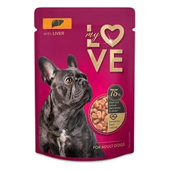 Pilnavertis konservuotas pašaras suaugusiems šunims su kepenėlėmis MY LOVE 100g x 24 — 1 nuotrauka