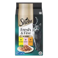 SHEBA Fresh & Fine maišeliai 6x50 g drėgnas maistas katėms su vištiena, lašiša, kalakutiena