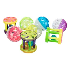 Trixie Balls And Rollers plastikiniai žaislai katėms, su varpeliais, skersmuo 4.5 cm / 4 cm, 5 vnt.