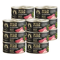 WILD FARM Fillets Beef&Chicken 12x70g - drėgnas kačių maistas be grūdų, filė sultinyje