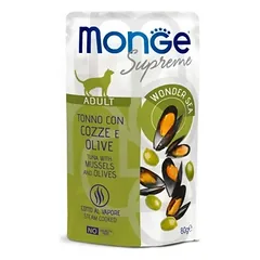 Monge SUPREME - Cat Wet Pouches Tuna with mussels and olives - Adult 80g