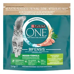 PURINA ONE Bifensis Indoor Formula 1,4 kg su dideliu kalakutienos kiekiu, suaugusiems katėms skirtas maistas