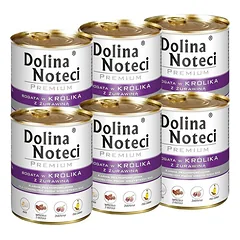 Konservai šunims su triušiena ir spanguolėmis Dolina Noteci Premium, 6 x 800 g