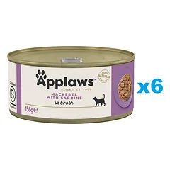 APPLAWS Cat Adult Mackerel with Sardine in Broth skumbrės ir sardinės sultinyje 6x156 g