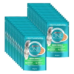 Purina One Cat Indoor su tunu ir šparaginėmis pupelėmis 26x85g