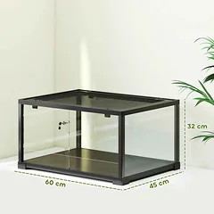 Dvigubo užrakinimo reptilijų terariumas, 86 l, 60 x 45 x 32 cm, juodas — 3 nuotrauka
