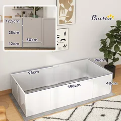 Šuniukų atsivedimo dėžė su reguliuojamu įėjimu dideliems ir mažiems šunims, 196x96x48 cm, balta — 3 nuotrauka