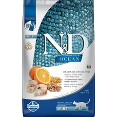 FARMINA N&D Ocean cat adult codfish, spelt, oats and orange 5 kg