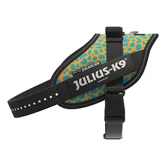 Julius - K9 IDC Powerharness Leopard - šuns pakinktai su atšvaitais, geltonas raštas, Turkusowy / Mini — 2 nuotrauka