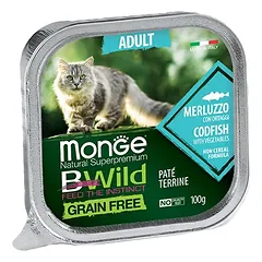 Monge BWild konservai katėms su menke, 100 g