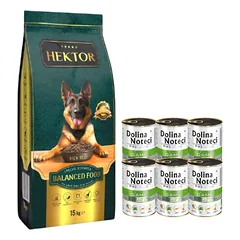 HEKTOR BALANCED Adult 15kg + Dolina Noteci PREMIUM su žvėriena 6x400g
