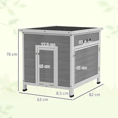 Ančių namelis iš medžio su bituminiu stogu ir ištraukiamu dugnu, 2–4 antims, 63x82x76 cm, šviesiai pilkas — 3 nuotrauka