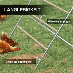 Vištų poilsio kopėtėlės, 4 laktos, atsparios oro sąlygoms, 4-6 vištoms, plienas/mediena — 5 nuotrauka