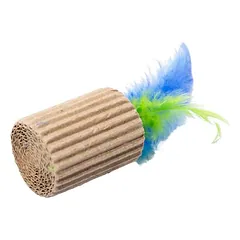Canadian Cat Company žaislas katėms iš draskymo kartono su plunksnomis, L 6 x B 3.5 x H 3.5 cm - natūrali — 4 nuotrauka
